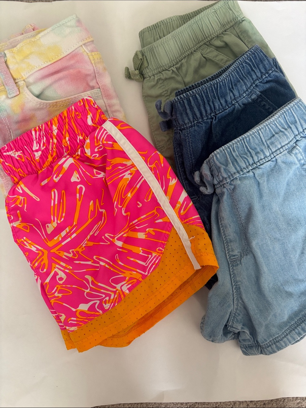 Under Armour Athletic Short Bundle Girl 4T Hot Pink Orange Printed Denim Tie Dye
